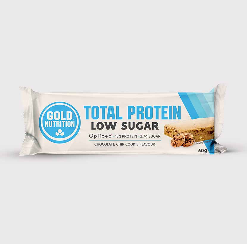 GoldNutrition protein bar with less than 3g of sugar, perfect for controlling appetite