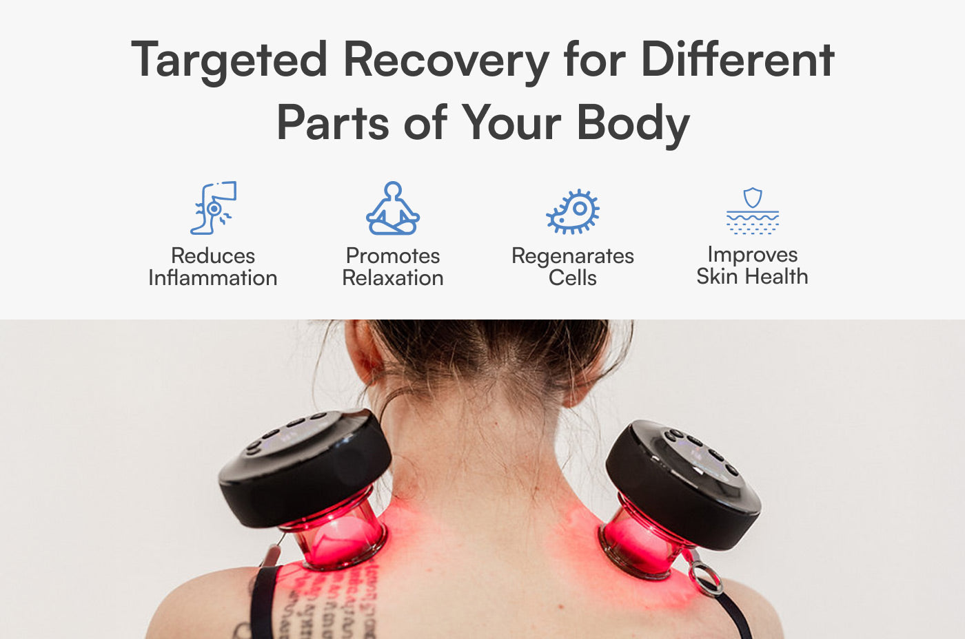 Aerify Dynamic Cupping device with red light therapy, portable massager with remote and carry case